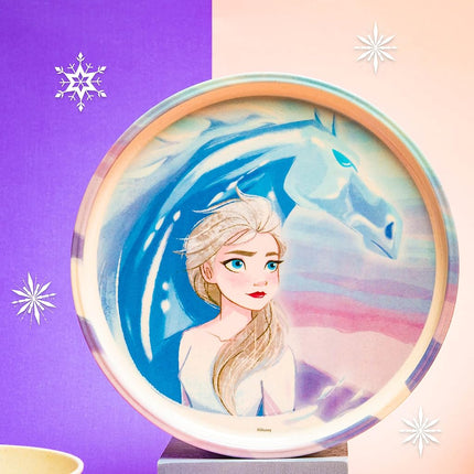 Juego de vajilla infantil de 3 piezas de Zak Designs Disney Frozen 2, plato, cuenco y vaso de melamina y bambú duraderos y sostenibles son perfectos para la hora de la cena en familia (Anna, Elsa, Olaf)