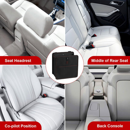 Simple Deluxe 2 Pack Car Trash Can, Leak-Proof Car Garbage Can with Storage Pockets, Collapsible, Portable and Waterproof, 3 Gallon, Black