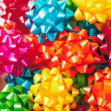 Hallmark 0005RSB1230 Birthday Gift Assortment Bows Red, Pink, Orange, Green, Teal, Yellow, Paper, Brights, 36 Count