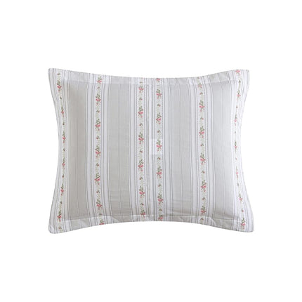 Laura Ashley Reversible Cotton Bedding with Matching Sham(s), Lightweight Home Decor for All Seasons, Melany Pink, Queen