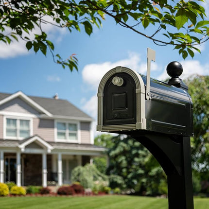 ARCHITECTURAL MAILBOXES BM16BSNEC Brunswick Post Mount Mailbox, Black and Satin Nickel, L