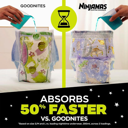 Pampers Ninjamas, Disposable Underwear, Nighttime Underwear Boys, 44 Count, Size S/M (38-65 lbs)