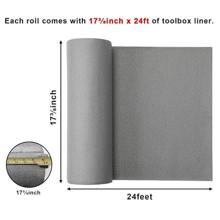 CASOMAN Professional Tool Box and Drawer Liner, Grey, Easy Cut Non-Slip Foam Rubber Toolbox Drawer Liner Mat - Adjustable Thick Cabinet Liners, 18inch (Wide) X 24feet (Long)