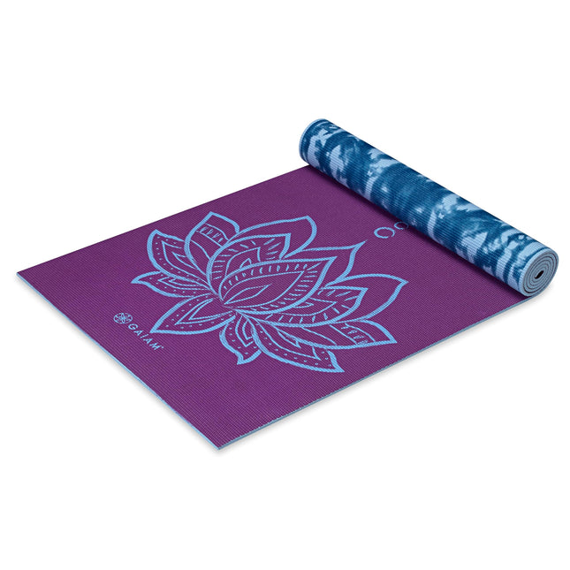 Gaiam Premium Print Reversible Yoga Mat, Purple Lo