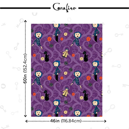 Franco Collectibles Coraline Button Eyes Bedding Super Soft Cozy Plush Throw, 46 in x 60 in, (Officially Licensed Product)