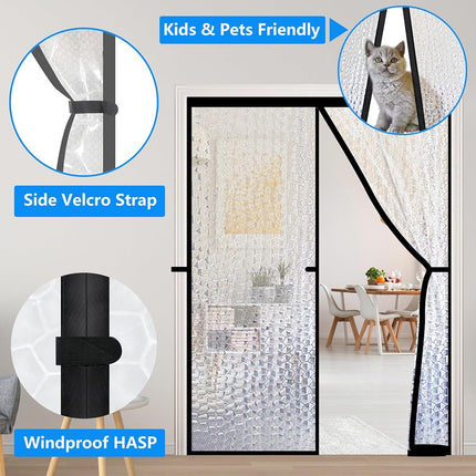 RELIANCER Magnetic Thermal Insulated Curtain, Waterproof EVA Cover, Fits 36"x82" Door, Temperature Protection, Self-Closing, Windproof