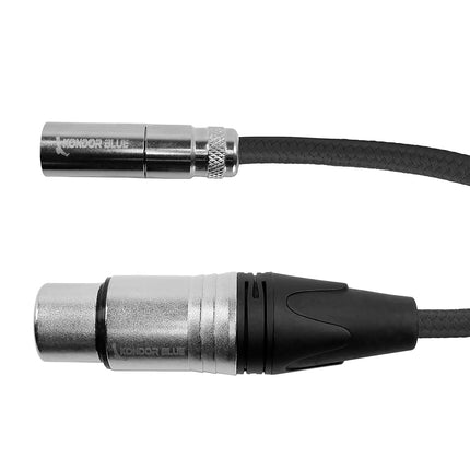 KONDOR BLUE | 16" Mini XLR to XLR Cable for BMPCC 6K Pro/C70 Camera | Nylon Braided, & Ultra-Durable with Reinforced Connectors | Black