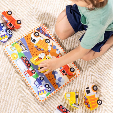 Sablon Melissa & Doug Construction Vehicles Peg Puzzle 3D 3726 (6 Pieces) � 6 Pcs