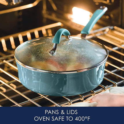Batterie de cuisine antiadhésive Rachael Ray Cucina, 12 pièces, bleu agave