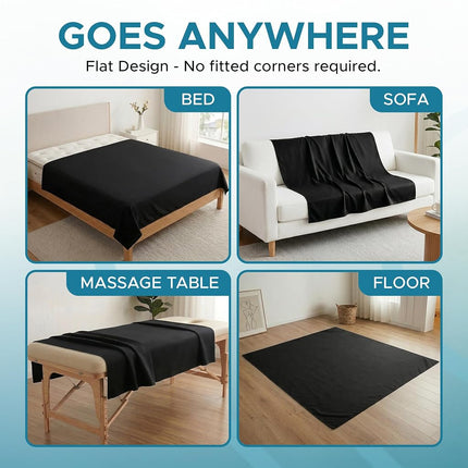Waterproof Nuru Massage Flat Sheet 200x200cm for Massage Table & Bed, Black