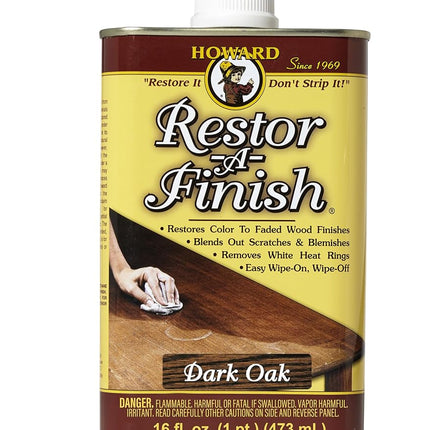 Howard Restor-A-Finish Dark Oak RF7016 Restore the Original Finish Remove Heat and Stain Marks on Wooden Furniture 473ml