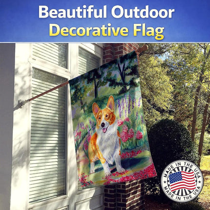 Caroline's Treasures Corgi Springtime in the Garden Flag Canvas House Size