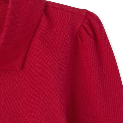 The Children's Place Girls' Long Sleeve Pique Polo 2 Pack, Ruby 2-pack, Small
