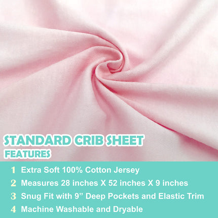American Baby Company 3 Pack Fitted Crib Sheets 28" x 52", Soft Breathable Neutral 100% Cotton Jersey Sheet, Pink, for Boys and Girls, Fits Crib and Toddler Bed mattresses