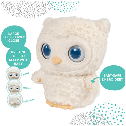 GUND Baby Sleepy Eyes Owl Bedtime Soother Plush Owl Stuffed Animal Night Light & Sound Machine, 8” Plush Toy for Newborn, Infant, Toddler