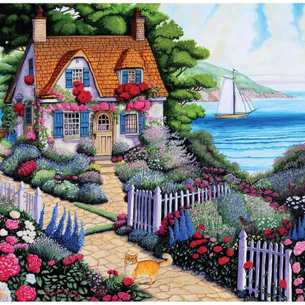 Buffalo Games - Country Life - Joseph Holodook - Seaside Cottage Garden - 1000 Piece Jigsaw Puzzle for Adults Challenging Puzzle Perfect for Game Nights