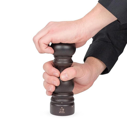 Peugeot - Paris u'Select 18 cm Pepper and Salt Mill Set - 6 Predefined Grind Settings - Powdered Salt Innovation, Zirlion Mechanism - PEFC-Certified Wood - Made in France - Chocolate Finish