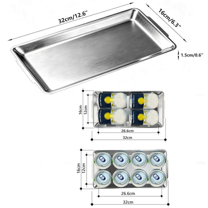 12.6" x 6.3" Dessert Tray Pastry Tray Set of 3, Stainless Steel Heavy-Duty Serving Trays, Silver Rectangular Plates for Food, Fruit, Party, Wedding, Christmas, Chip and Scratch Resistant