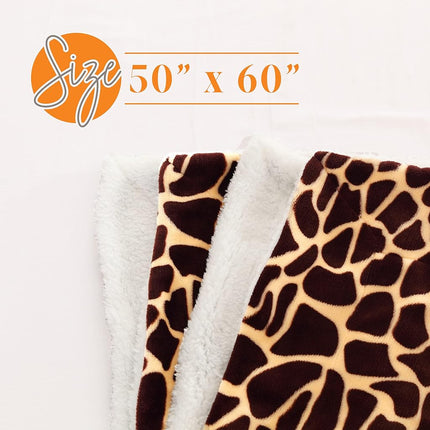 Elegant Comfort Reversible, Printed Sherpa Throw Blanket, All-Season Blanket- Super Soft, Cozy and Plush- Decorative Throw, Perfect for Lounging, 50 x 60 inches, Giraffe, Sherpa Throw Blanket