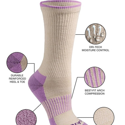 Dickies Women's Dri-tech Essential Moisture Control Crew Socks, Available in S-XL (6, 12 Pairs), Light Fashion Asst (6 Pairs), M