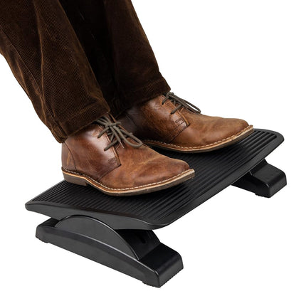 Mind Reader Foot Rest, Under Desk at Work, Ergonomic, Height Adjustable, Office, Plastic, 17.5" L x 13.5" W x 3.5" H, Black