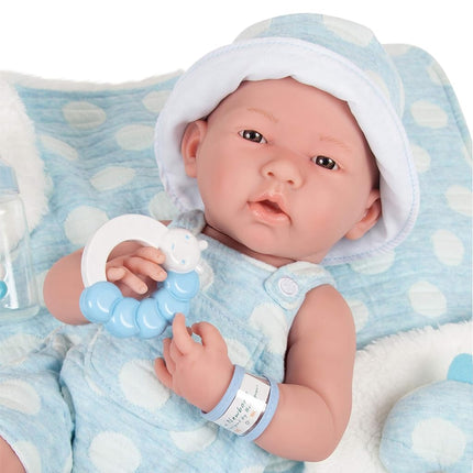 JC TOYS-La Newborn Baby Doll, Blue with White (18064)