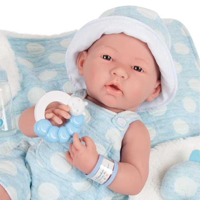 JC TOYS-Muñeca bebé La Newborn, azul con blanco (18064)