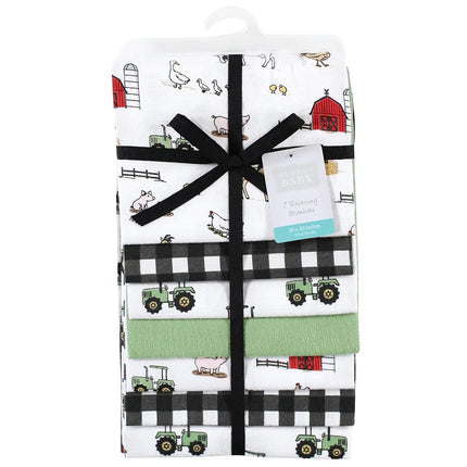 Hudson Baby Unisex Baby Cotton Flannel Receiving Blankets Bundle, Boy Farm, One Size