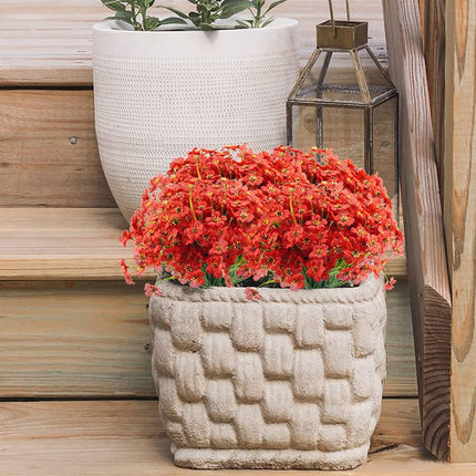 Uieke 16PCS Artificial Flowers for Outdoors, UV Resistant Fake Flowers No Fade Faux Plastic Plants for Garden Porch Window Box Home Décor (Red)