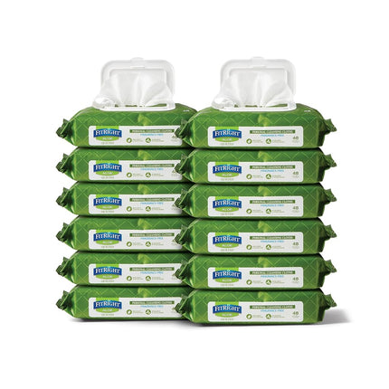 Medline AloeTouch Quilted Heavyweight Personal Cleansing Cloth Wipes, 576 Count, Unscented, 8 x 12 inch Adult Large Incontinence Wipes