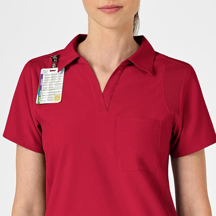 WonderWink Women's Collar Top, Red, X-Small