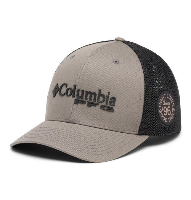 Columbia PFG Logo Mesh Ball Cap, Iron/Black, Large