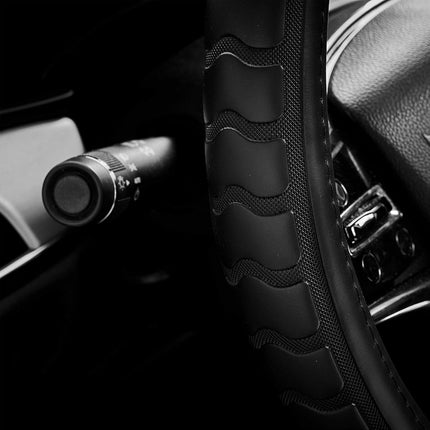 Funda para volante FH Group FH2006BLACK (piel sintética gofrada de microfibra negra)