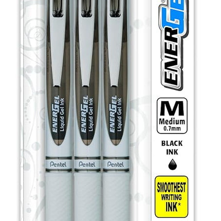 Pentel EnerGel Pearl Deluxe RTX Retractable Liquid Gel Pen, 0.7mm, Black Accent, Black Ink, (BL77WBP3A) by Pentel