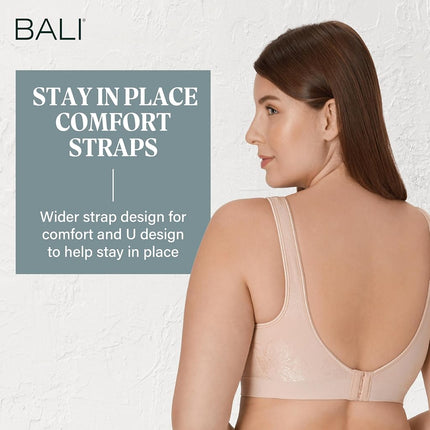 Bali Women's Wireless, Comfort Revolution Full-Coverage Wirefree Bra, Almond Tropic, M