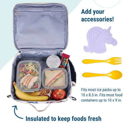 Wildkin Kids ECO rPET Insulated Lunch Box – Keeps Food Hot or Cold, Easy-Clean Lining, Mesh Pockets & BPA-Free – Boys & Girls, Ideal for School, Travel & Daycare – Horse Dreams
