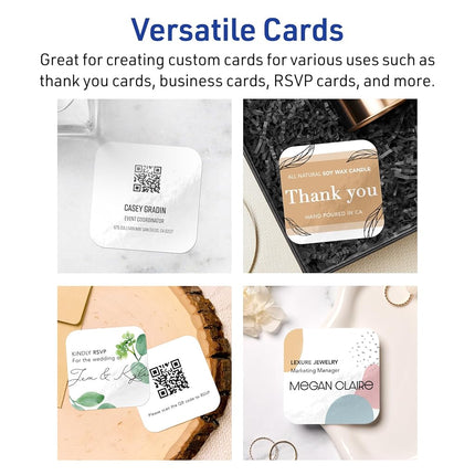 Avery Printable Square Rounded Corner Business Cards, Sure Feed Technology, 2-1/2" x 2-1/2", Glossy White Cardstock, Print-to-the-Edge, Laser/Inkjet, 225 Total