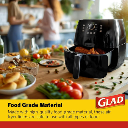 Glad Air Fryer Liners, Nonstick and Heat Resistant, Food Grade Material, Suitable for Round and Square Air Fryers, Air Fryer Accessories, 9” x 9” - 100 Count