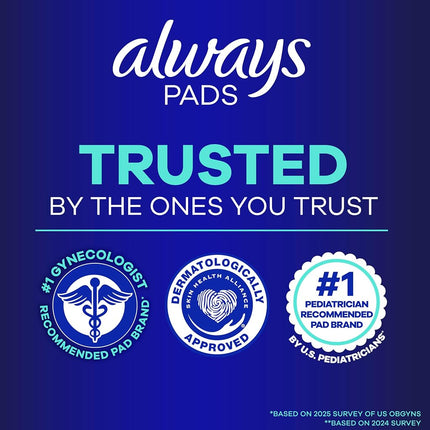 Always Maxi Overnight Feminine Pads with Wings for Women, Size 6, Ultimate Heavy Overnight Absorbency, Unscented, Up to 100% Leak-Free Protection, 21 Count