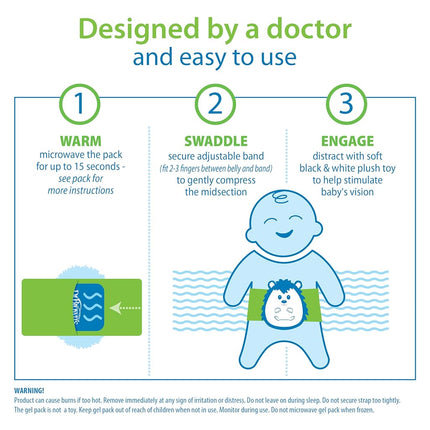 Ceinture chauffante Dr. Brown's Infant Gripebelt pour bébé, apaise le ventre de bébé avec une chaleur douce et une compression, hérisson, 0m+