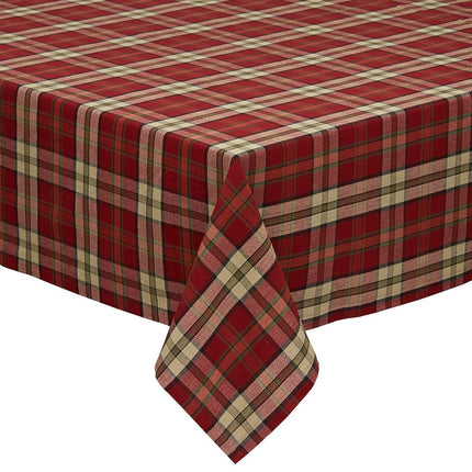 DII 100% Cotton, Machine Washable, Dinner and Holiday Tablecloth 60x84, Campfire Plaid, Seats 6 to 8 People