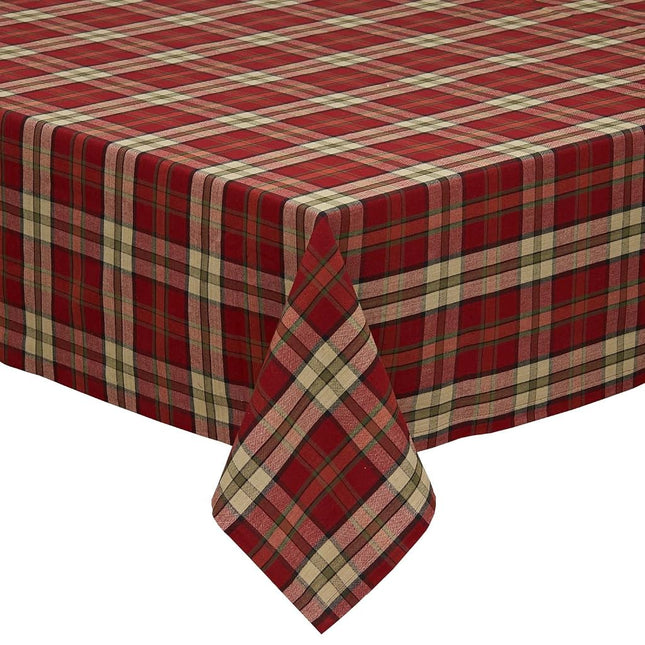 DII 100% Cotton, Machine Washable, Dinner and Holiday Tablecloth 60x84, Campfire Plaid, Seats 6 to 8 People