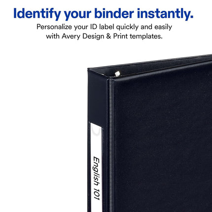 Avery Mini Durable Binder with 1" Round Rings, Holds 5-1/2" x 8-1/2" Paper, Label Holder, 6 Black Binders (27257)