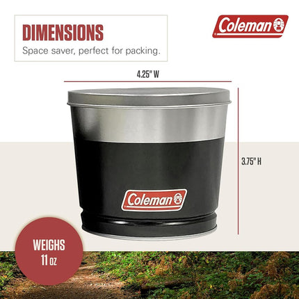 Coleman Outdoor Citronella Candle, Decorative Tin Bucket Candle for Patio, Backyard, Camping, and Outdoor Use, Up to 25 Hours Burn Time, 11oz
