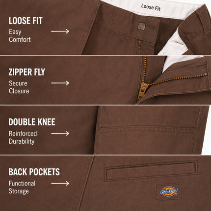 Dickies Women's Double Knee Work Pant, Brown, 29