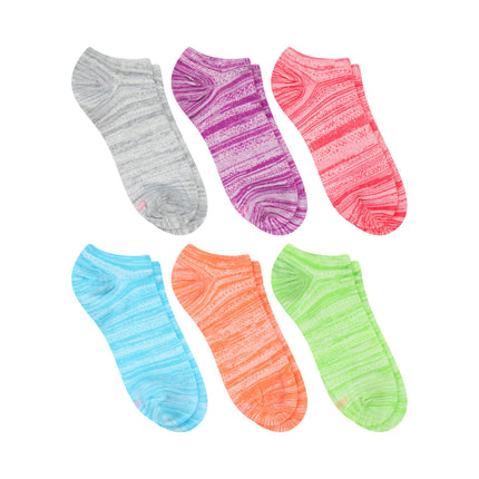 Hanes Women's Lightweight Breathable Super No Show Socks 6 Pair Pack, Pink/Grey Accent Design, Shoe Size: 5-9