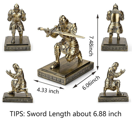 HDMbigmi King's Guard Knight Pen Holder Pen Stand Desk Organizers and Accessories Resin Pencil Holder for Office and Home (Bronze)