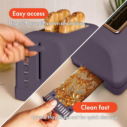 bella 2 Slice Toaster, 6 Setting Shade Control w Reheat, Cancel, Bagel & Defrost Buttons, Removable Crumb Tray, Anti Jam & Auto Shutoff, Auto Centering Guides & Cord Wrap, 900 Watt, Blossom
