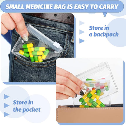 Nuanchu Pill Pouch Bags Zippered Pill Pouch Set Reusable Pill Baggies Clear Plastic Pill Bags Self Sealing Travel Medicine Organizer Storage Pouches with Slide Lock for Pills and Small Items (200)