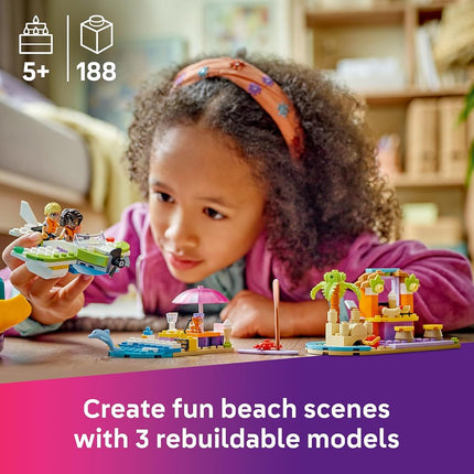 LEGO Friends 2in1 Creative Beach and Travel Suitcase Set for Kids, with a Plane Toy, 2 Mini Dolls, Dog & Dolphin Figures, Birthday Gift for 5 Plus Year Old Girls, Comes in a Handy Sorting Box 42672